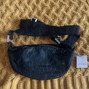 AllSaints Black and Green Leopard Print Belt Bag NWT!